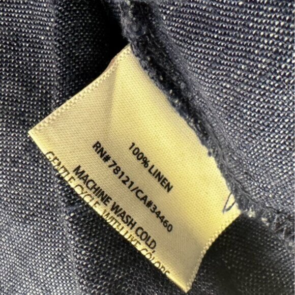 Eileen Fisher Linen Crop Side Zip Lantern Capri Pants Minimalist Wide Blue M P - Picture 10 of 14